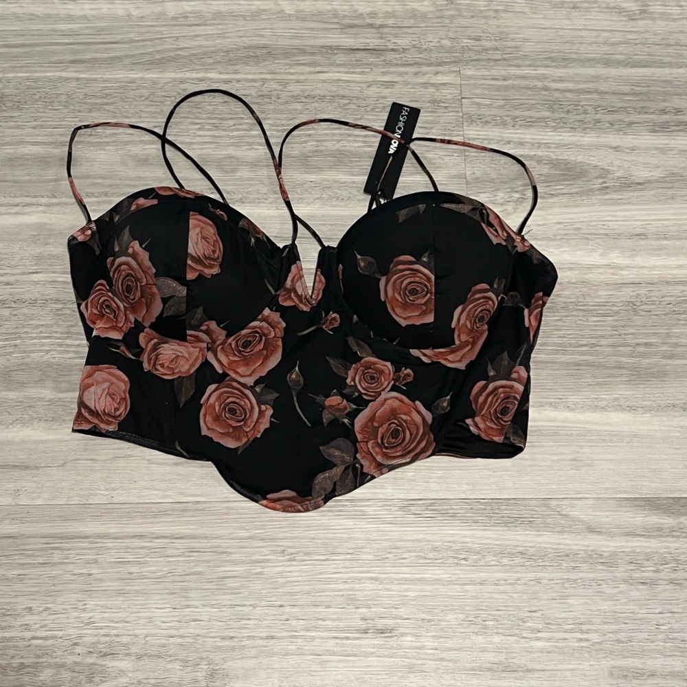 Cropped floral corset